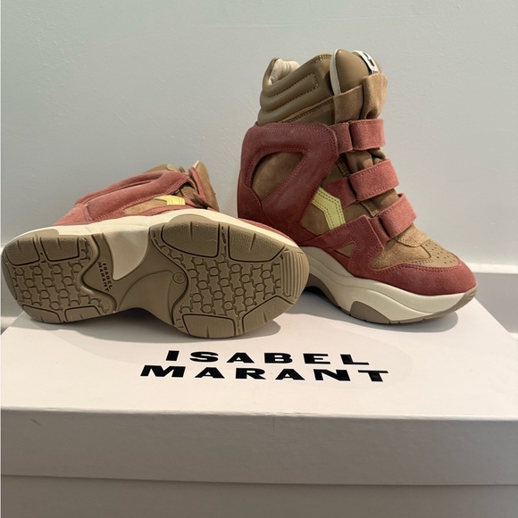 Isabel Marant Pink and Tan Velcro High-Tops - Picture 1 of 5
